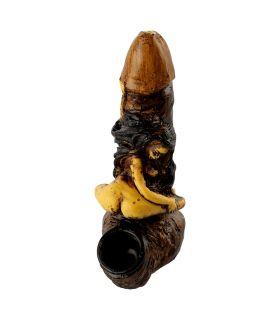 Ξύλινη πίπα φαλλός με κοπέλα 12εκ.
